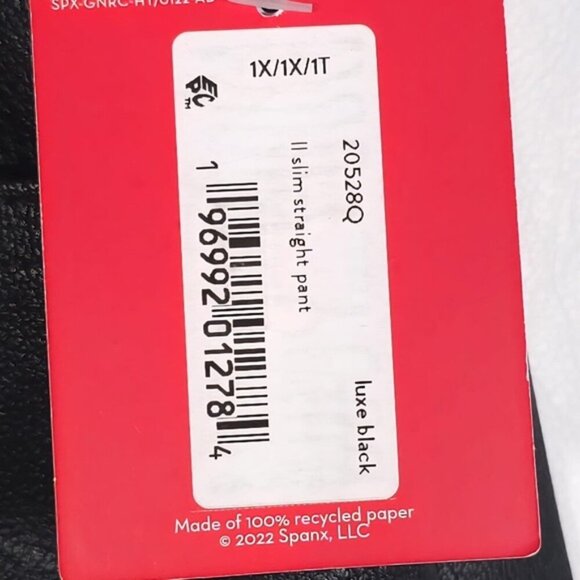 NWT SPANX II Slim Straight Faux Leather Pant Luxe Black 20528Q Women's 1X PETITE - Picture 14 of 14